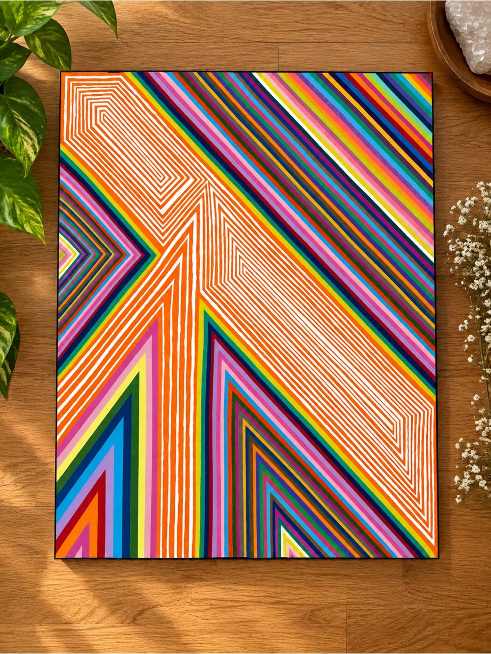Abstract Geometric Stripe Wall Art - Canvas